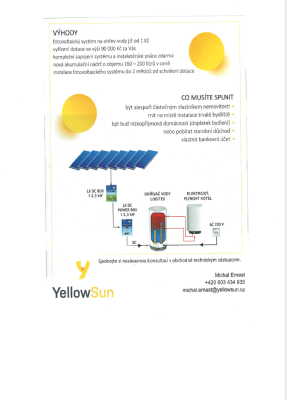 Nabídka společnosti YellowSun - instalace fotovoltaických systémů